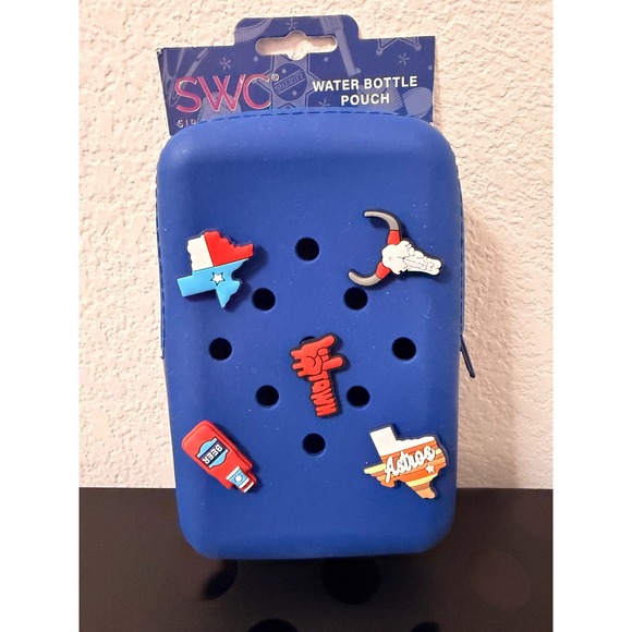 SWC Sip With Color Accessories - SWC Sip With Color Blue Silicone Water Bottle Pouch Bag Charm Texas Astros 4'x6'